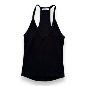 Joah Brown V-Neck Racerback Tank Top in Black Size S/M Neutral Minimalist